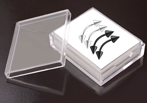 4pcs 16g Curved Barbell Cartilage Lip Tragus Eyebrow Forward Helix Conch Daith Earring Black Vertical Labret Spike Pick Size4