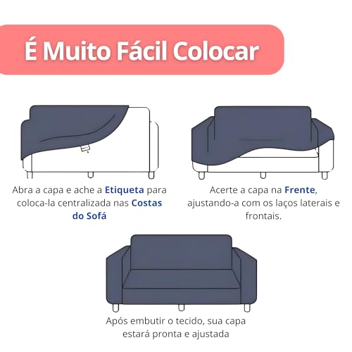 Capa Para Sofá 3 Lugares em Gorgurão Resistente Sala Decoração Laços Ajustáveis Lisa Pet Cachorro Co