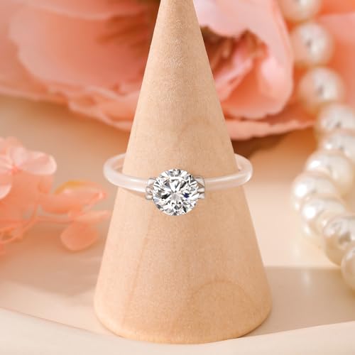 Image of Jeulia 1CT Moissanite Engagement Ring for Women, Transparent Invisible Band, Round Cut Solitaire Promise Ring in 925 Sterling Silver, Minimalist Seamless Wedding Ring for Her with Jewelry Box