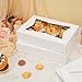 Moretoes 30pcs Bakery Boxes, 12x8x2.5 Inches Auto-Popup Cookie Boxes with 3 Style Windows for Chocolate Covered Strawberries, Donuts, Pastries