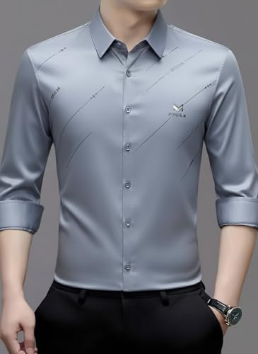 Image of IndoPrimo Men's Premium Satin Shirt for Party, Formal & Casual Wear - Stylish Designer Full Sleeve Shirt for Men