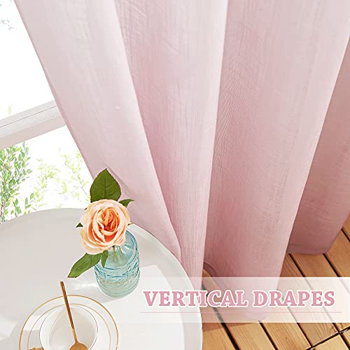 Nicetown Teens/Girls Curtains Ombre Sheer Linen Panels For Bedroom, Grommet Semi Sheer Privacy With Light Filtering Window Drapes For Apartment/Flat, W50 X L63, Set Of 2, Pink #TOP2