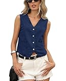 MINTLIMIT Women’s Cropped Denim Vest Sleeveless Button Down Jean Waistcoat Casual Denim Jackets with Pockets