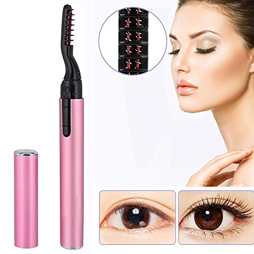 Preisvergleich Produktbild Wimpernzange, Profi Beheizbare Elektrische Wimpernformer, Portable Mini Aufheizbare Wimpernzange für Geschwungene Wimpern Schönheit Make Up Tool, schmerzfreie Alternative zur Wimpernzange (Pink)