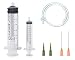 Juego de jeringas - 60ml Softmatik LuerLock + 10ml Softmatik Luer Jeringa con aguja de 40mm, 2x punta dosificadora y 1x manguera dosificadora para Líquidos Sabores Hobby y DIY y Office