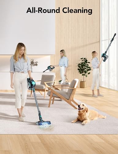 Cordless Vacuum Cleaner, 8-in-1 Powerful Vacuum Cleaners for Home with 1.3L Large Capacity, 2 Modes & 30Mins Runtime, Rechargeable Stick Vacuum for Pet Hair Hardwood Carpet - Green