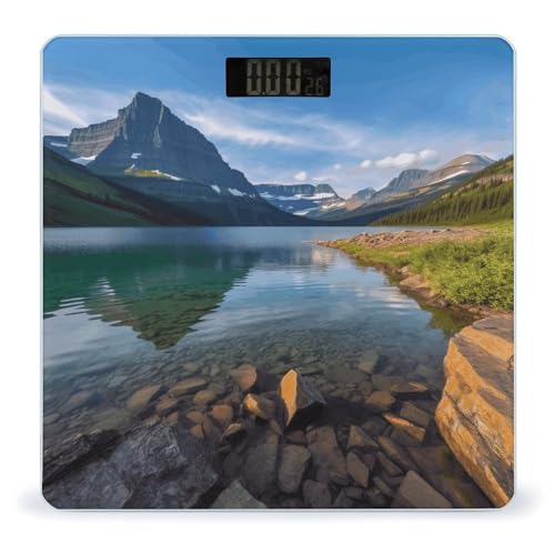 Báscula digital para baño con vidrio templado y pantalla LCD miniatura 1