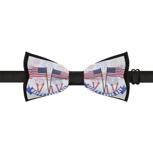 GoasNei Happy Labor Day Bow Tie for Men Adjustable Necktie Funny Tie Neck Ties for Weddings Party