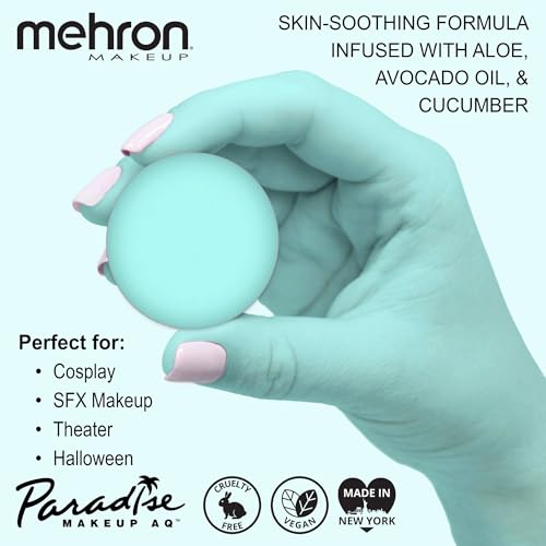 Image of Mehron Makeup Paradise Makeup AQ Refill Size | Stage & Screen Performance, Face & Body Painting, Beauty, Cosplay, and Halloween | Water Activated Face Paint, Body Paint .25 oz (7 ml) - Pastel Teal