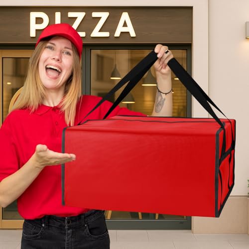 Bodaon Pizza Bags for Delivery, 20" x 20" x 10" Pizza Warmer Bags for Carry Hot, Insulated Pizza Delivery Bag for Commercial Use, Pizza Carrier for Food Delivery, Food Delivery Accessories, Red by Bodaon - Image 7