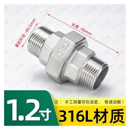 Unión de rosca interna y externa G1-1/4 en acero inoxidable 316L 2