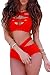 Prograce Women's Sexy Criss Cross High Waisted Bandage 2PCS Bikini Set, M Red