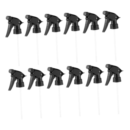 HAMPPLIES 12 piezas Boquillas de Pulverización Negras de Plástico para Botellas Estándar de Cabezales de Repuesto con Gatillo para Pulverizador de Niebla Fina Duraderos y Reutilizables para