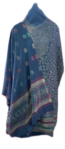 Latest Women's pure Woolen suit with salwar&designer kashmiri shawl,Winter wear kurta pant set(Unstitched woollen Fabric) dress material(blue) premium&quality suits for women by pure Pashmina wooltex