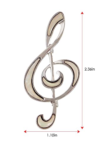 Image of Alilang Silvery Tone Abalone Shell Music Note Brooch Pin & Pendant Simple Accessories for Party Banquet New Years