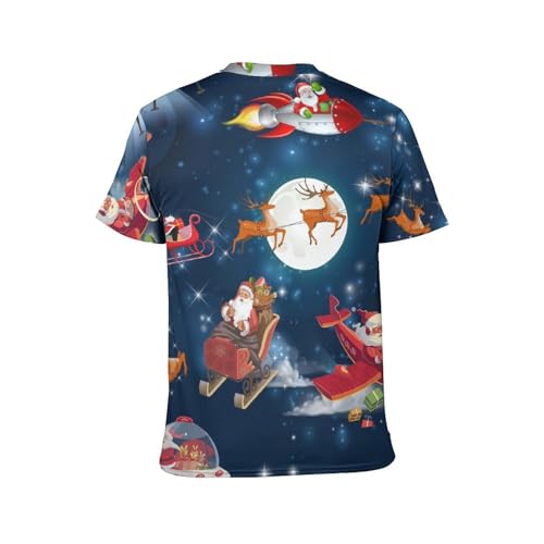 T-shirt Santa et Elk homme à col rond et manches courtes pour Noël