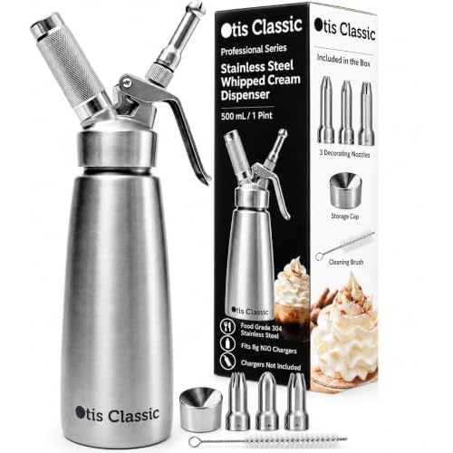 Otis Classic Whipped Cream Dispenser 500ml Stainless Steel with 3 Nozzles