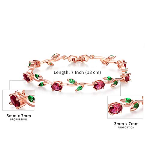 BISAER Lovely White Gold Plated AAA Cubic Zirconia Gemstone Flower Vine 7 Inches Bracelet for Mothers3