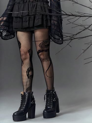 Image of SHENHE Women's Patterned Fishnet Tights High Waist Pantyhose Floral Stockings