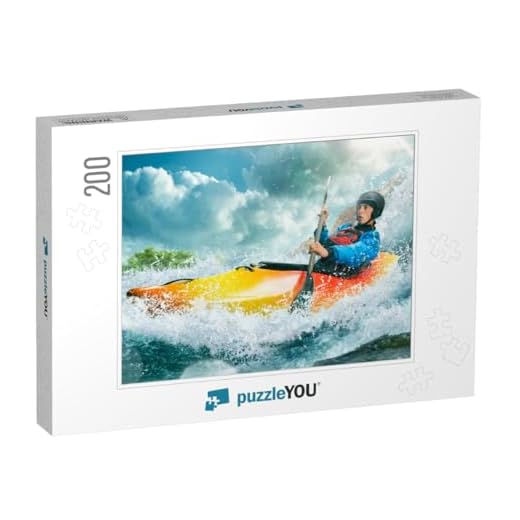 Whitewater Kayaking, Extreme Kayaking. a Guy in a Kayak S... Jigsaw Puzzle Jigsaw Puzzle with 200 Pieces
