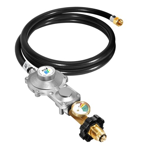 GasSaf 5FT 2 Stage Propane Regulator with Hose and Gauge for RV, Generators, Camp Stoves, Gas...