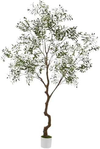 Tall Faux Olive Tree 8ft(96in) Realistic Potted Silk Artificial Olive Tree, Fake Olive Trees Indoor with Green Leaves and Big Fruits for Home Office Living Room Stairs Décor