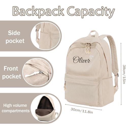 Personalized Kids Toddler Preschool Backpack For Teens Girls Boys, Custom Khaki Embroidered Name Backpack For Kids, Daycare Kindergarten Elementary School Bookbag, Back To School Gifts3