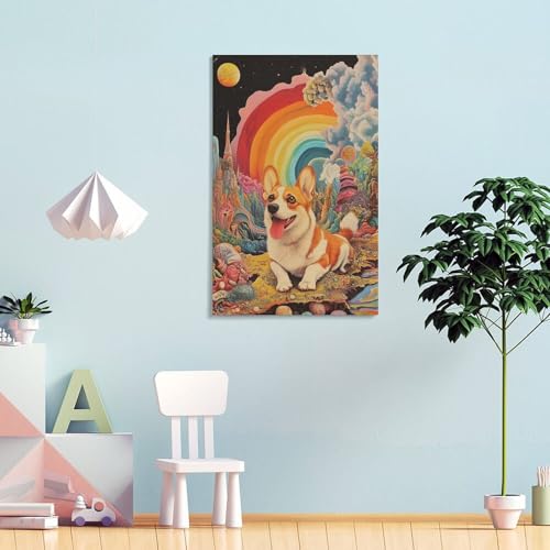Impression sur toile Corgi 16x24inch pour une finition murale premium