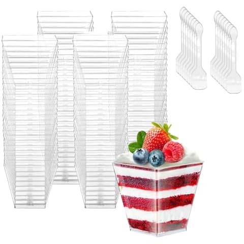 HIYAA 50Pcs Clear Dessert Cups Set Cover