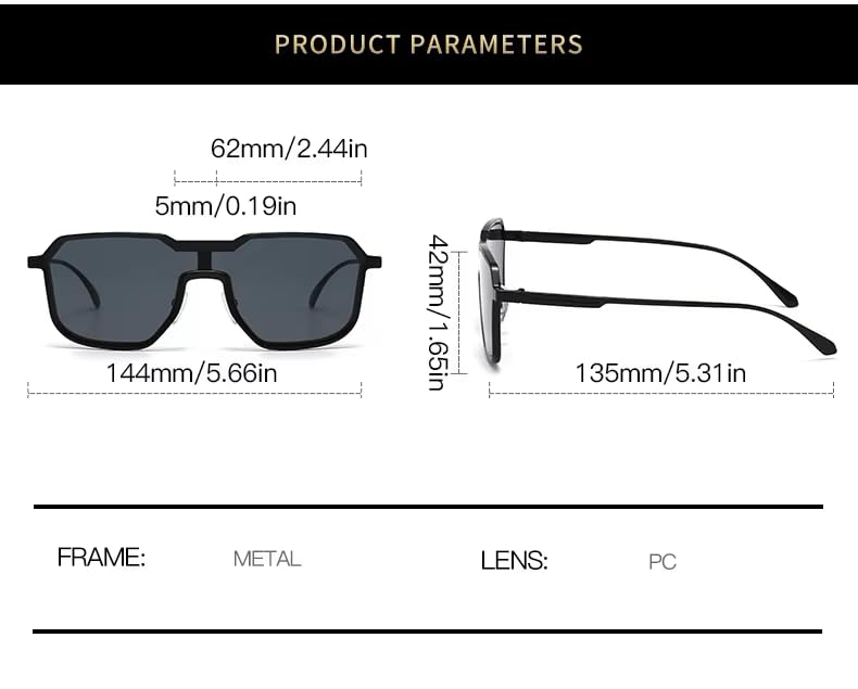 Image of Dervin UV Protected One Piece Designer Punk Style Metal Sunglasses for Men and Women