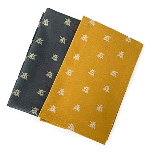 Image of Darthome Ltd Ulster Weavers Bees Kitchen Cotton Hand Dry Tea Towel Double Oven Glove Pack Set