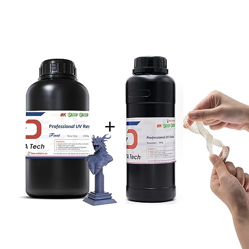 Siraya Tech Fast Navy Grey 1kg and Tenacious Clear 500g 3D Printer Resin - Ultimate Mix for Enhanced Impact Resistance & Durability, Superior Print Quality for LCD/DLP 3D Printers, Total 1.5kg