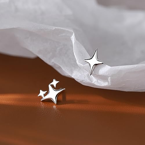 Pendientes de estrella de plata esterlina 925 antialérgicos de tipo botón 5