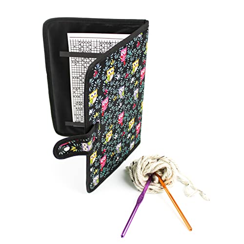 SILLY MONKEY Knitting Pattern Holder | Fold-Up Style Knitting Chart Keeper | Knitting Progress Keeper with 4 Magnets, Cute Owl Cover, Medium Size - 7 x 10.5 Inches