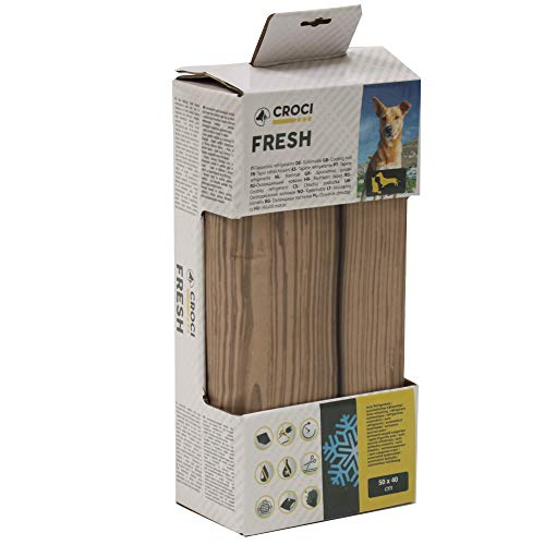 Croci Fresh - Kühlmatte für Tiere 40x50cm ohne Strom oder Batterien - Einlegematte mit Kühlgel für Hunde, Größe S, Holzmuster