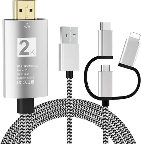 Ozvavzk Cavo Phone a HDMI 3 in 1 Adattatore Multiporta Type C Micro USB MHL Connettore 2K per Android Huawei Samsung Xiaomi Smartphone Cellulare alla TV Monitor Proiettore