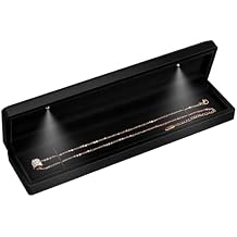 Hatori Long Chain Necklace Jewelry Gift Box with LED Light, Bracelet Storage Case, Jewellry Display Box for Wedding, Engagement, Proposal, Birthday, Anniversary