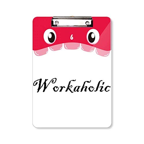 Porte-bloc A4 Art Déco Word Workaholic en bois avec pince métallique