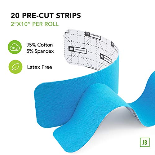 Jb Precut Kinesiology Tape 4 Rolls - Water Resistant, Sports Recovery & Support Tape For Joint & Muscle Pain, Latex Free Athletic Body Tape. Includes Manual. (Beige) #TOP5
