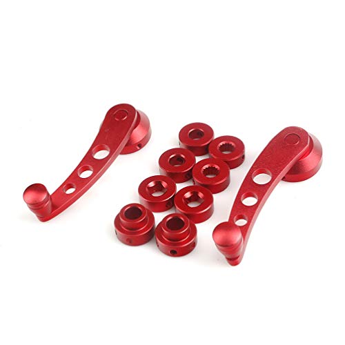 Veemoon Car Window Handle Set Window Crank Handle Winder Riser Replacement Handles with Mounting Hardware Car Accessories Red