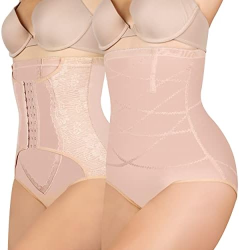 ABLESA Shapewear for Women Tummy Control 2 Pack - Stomach Shapewear With Girdles for Women Extra Firm Tummy Control Beige