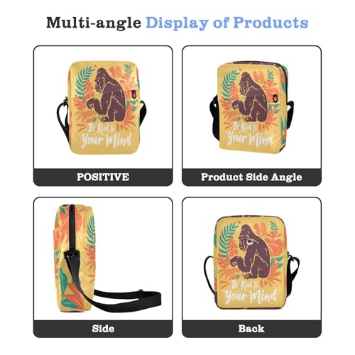 Summer Tropical Gorilla cute messenger bag cross body bag for woman Shoulder Handbags Adjustable Strap for School outdoor sports4