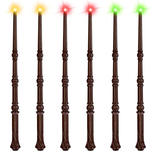 EZVYAO Light Up Magic Wizard Wand with 4 Color Lightings & Sounds - 6 Pack Illuminating Witch Toy Wands for Kids Party Cosplay, Hive