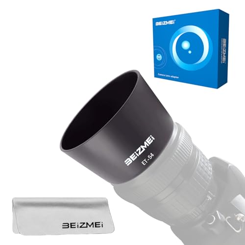 ET 54   Parasol para objetivo de cámara compatible con Canon EF 55 200mm f/4.5 5.6 II USM y EF 80 200mm f/4.5 5.6 II+paño de limpieza de lentes