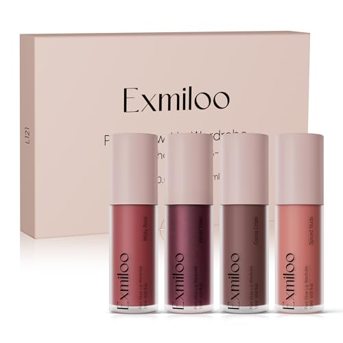 exmiloo Mini Lip Tint Set - 4 Colors, Vegan & Cruelty-Free