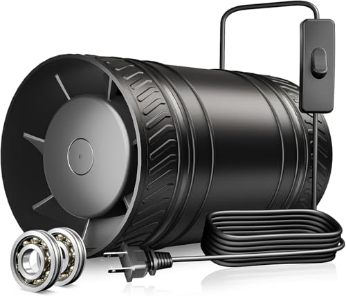 Image of 4 Inch Inline Fan with Switch, Upgraded Inline Duct Fans High-Efficiency Exhaust Duct Fan, Low Noise HVAC Ventilation in Basement Bathroom Workshop Attic Grow Tent FP122A