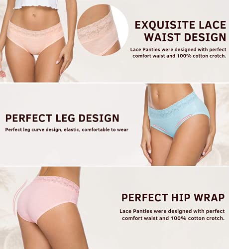 Wealurre Cotton Panties For Women Bikini Underwear Hipster Underpants Lace Briefs Pack(Lightcolor,Xxl) #TOP2
