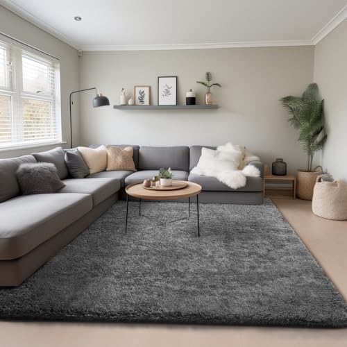Image of Ophanie Upgrade 6x9 Rugs for Living Room,Grey Fluffy Carpet Large Fuzzy Plush Shag Comfy Soft, Non-Slip Indoor Floor Carpet,for Kids Boys Girls, Room,Bedroom,Playroom, Home Decor Aesthetic