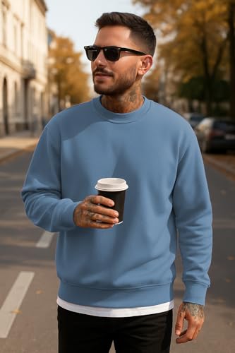 JustBlanks Sweatshirts for Men Fleece Men’s Sweatshirt Cotton Blend Mens Crewneck Sweatshirt Regular-Fit Pullover Sweatshirt4