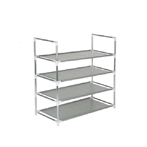 4 Tier Extendable Metal Shoe Rack Space Saving Storage Organiser Shelf for Home Livng Room